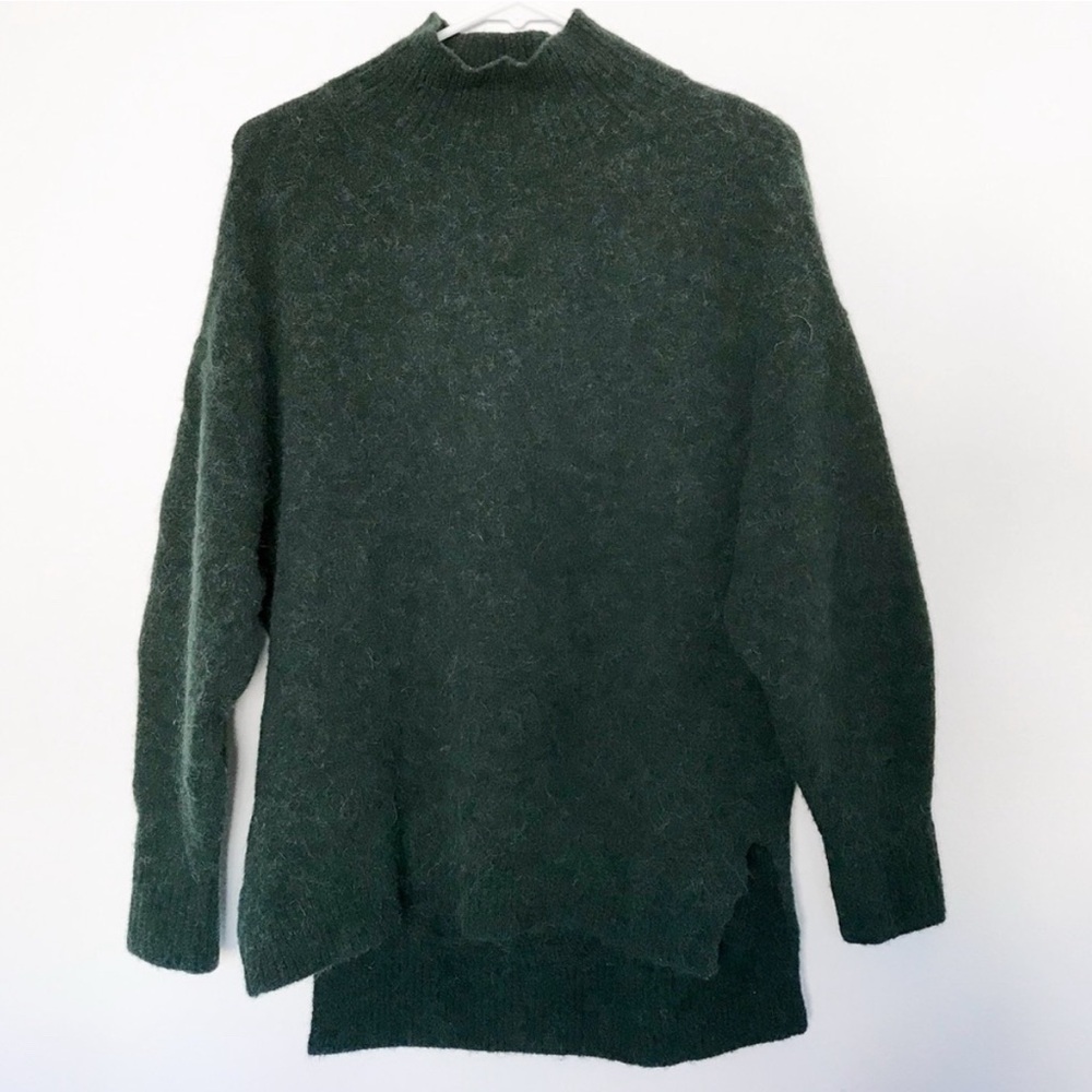& Other Stories Oversized Green Mock Neck Sweater